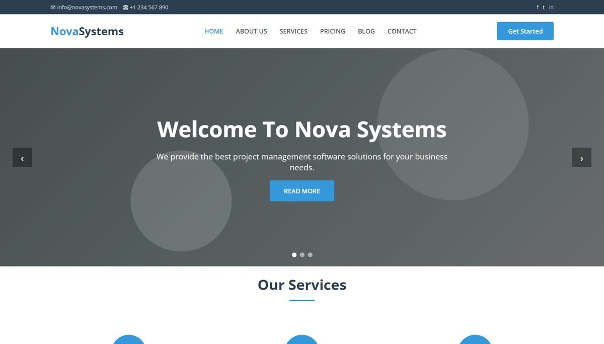 The same business on a generic website template