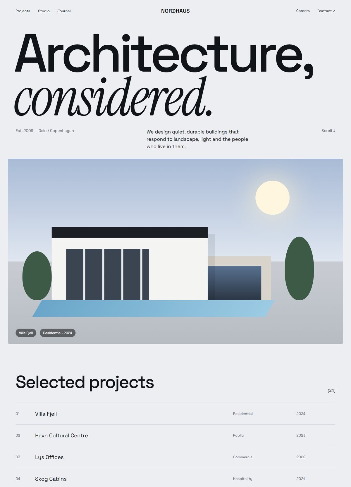 Nordhaus Studio architecture website concept